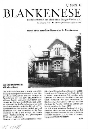 Nach 1945 zerstörte Bauwerk in Blankenese