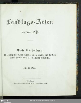 1857/58,2: Landtags-Acten / Die königlichen Mittheilungen