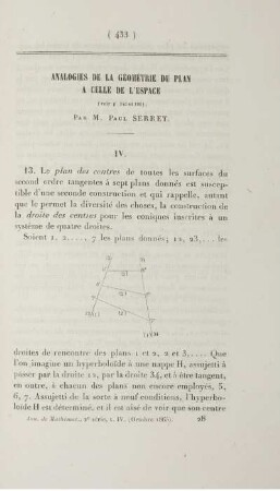 Analogies de la géométrie du plan a celle de l'espace.