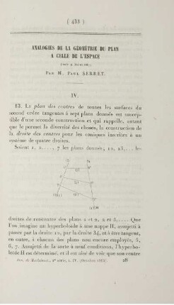 Analogies de la géométrie du plan a celle de l'espace.