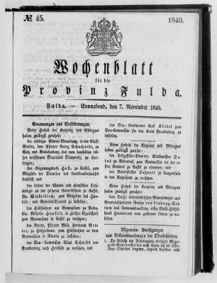 Nr. 45, Ausgabe vom 7. November 1840