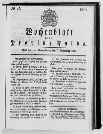 Nr. 45, Ausgabe vom 7. November 1840