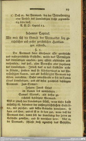 Zehentes Capitel. Wie weit sich die Gewalt des Vormundes bey gerichtlichen und außer gerichtlichen Handlungen erstrecke