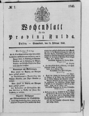 Nr. 7, Ausgabe vom 15. Februar 1840