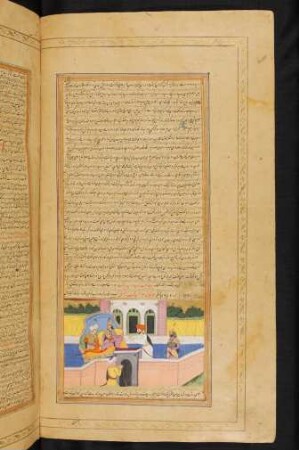 Illustration: Humāi hat Dārāb neben sich auf den Thron gesetzt