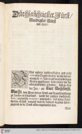 Durchlauchtigster Fürst. Gnädigster Fürst und Herr