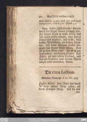 Die CXLII. Lection. Gehalten Montags d 29. Oct. 1725.