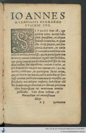 Ioannes Murmellius Hermanno Buschio Suo