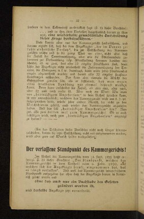 Der verlassene Standpunkt des Kammergerichts!