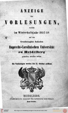 Wintersemester 1857/1858