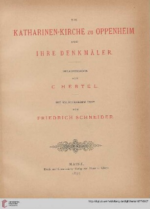 Die Katharinen-Kirche zu Oppenheim und ihre Denkmäler