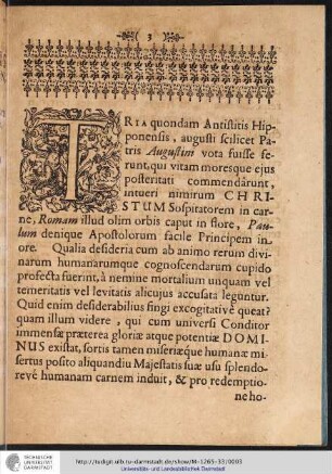 TRIA quondam Antistitis Hipponensis, ...