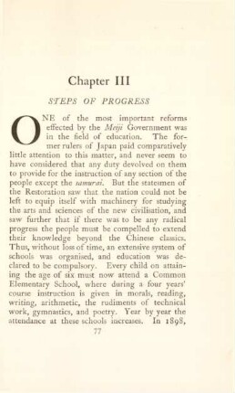 Chapter III. Steps of progress