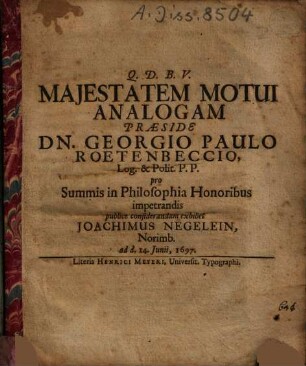 Majestatem Motui Analogam