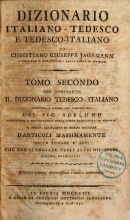 Dizionario Vocabolario Tedesco Italiano