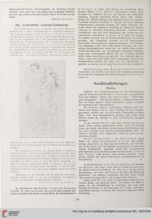 Kunstauktionen / Vom Hollenischen Kunstmarkt / Londoner Kunstschau / Bibliographische und bibliophile Notizen / Neue Kunstbücher / Antiquariatskataloge / Alte und neue Graphik / Kleine Kunstchronik / Werbung