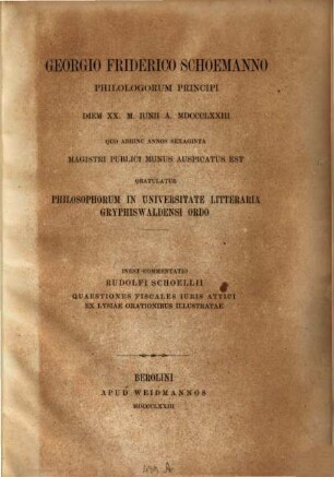 Quaestiones fiscales juris Attici ex Lysione orationibus illustratae