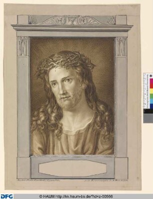 Brustbild Christi in einem Rahmen