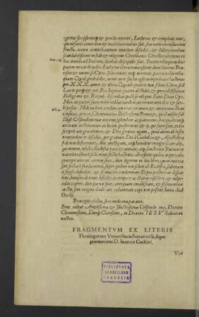 Fragmentum ex literis