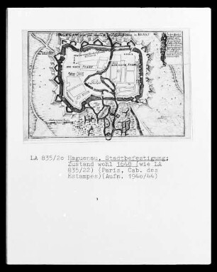 Haguenau: Stadtplan mit Zustand der Stadtbefestigung um 1648