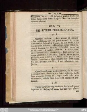 Cap. VI. De Uteri Procidentia.