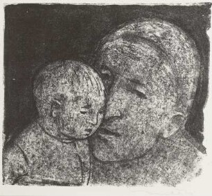 Kopf der Mutter und Kind im Dämmerlicht (verworfene Arbeit)
