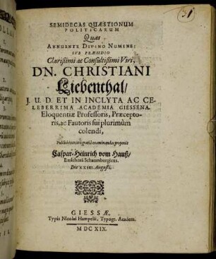 Semidecas Quaestionum Politicarum