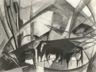 Marc, Franz. Komposition mit fünf Pferden. Mischtechnik. 1913