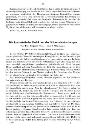Die hydrostatische Reduktion der Schwerebeobachtungen