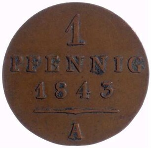 Münze, Pfennig, 1843