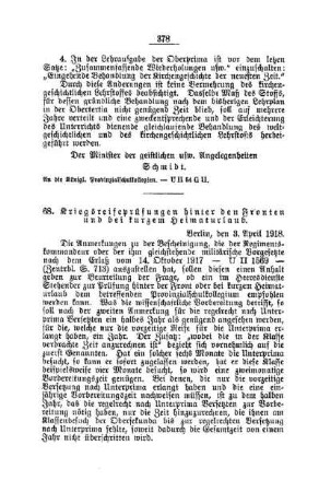 Kriegsreifeprüfungen hinter den Fronten und bei kurzem Heimaturlaub : [C. Höhere Lehranstalten für die männliche Jugend]