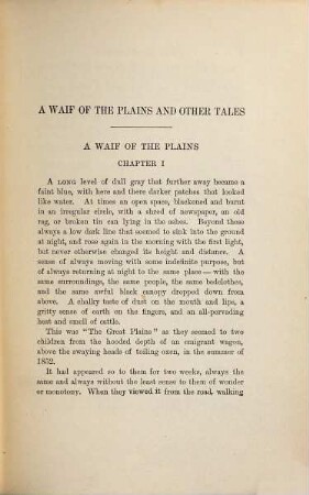 The writings of Bret Harte : with introductions, glossary, and indexes, 9. A waif of the plains and other tales