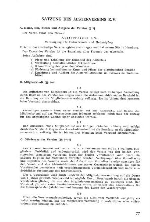 Satzung des Alstervereins e. V.