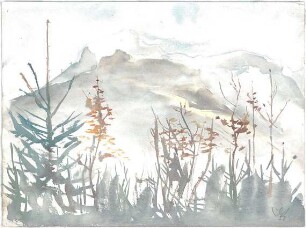 Gsaenger, Gustav; Landschafts - und Gebäudestudien - Berglandschaft (Studie)