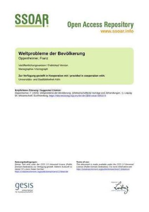 Weltprobleme der Bevölkerung