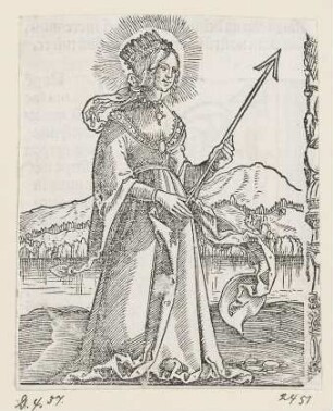 Heilige Ursula, aus: Peter Apian, "Hortulus anime", Nürnberg 1517