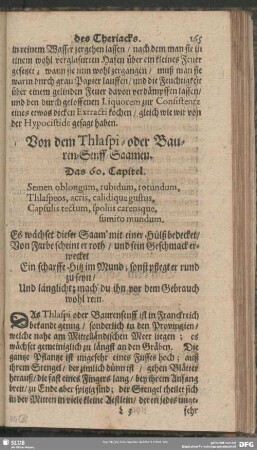 Von dem Thlaspi- oder Bauren-Senff-Saamen. Das 60. Capitel