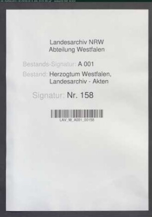 Pacht-Rechnung der Oberkellnerei Arnsberg