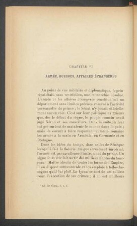Chapitre VI - Armée, guerres, affaires étrangères