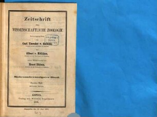 Zeitschrift für wissenschaftliche Zoologie. 27,[2] = Tafeln. 1876