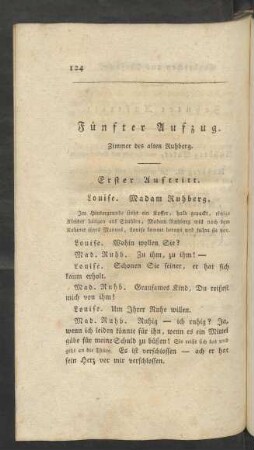 Fünfter Aufzug. Zimmer des alten Ruhberg