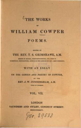 The works of William Cowper, Vol. 7