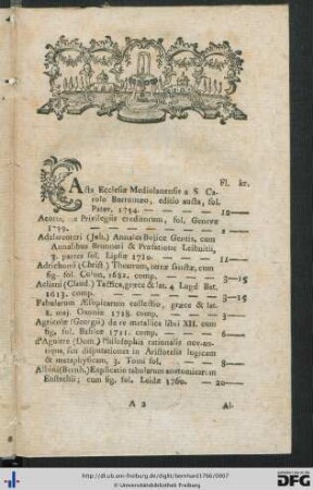 Catalogus Librorum.