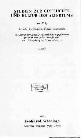 Repertorium Nazianzenum : orationes ; textus Graecus. 1, Codices Galliae
