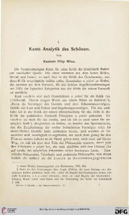 Kants Analytik des Schönen