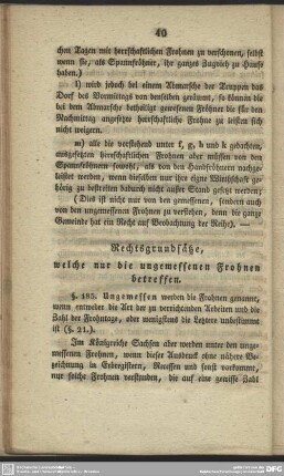 Rechtsgrundsätze, welche nur die ungemessenen Frohnen betreffen