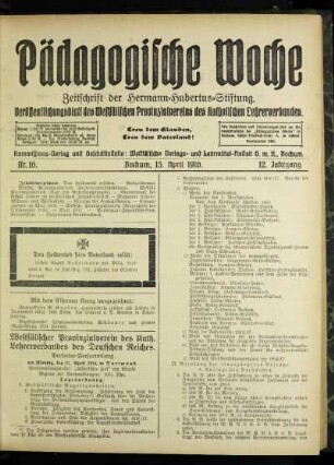 Westfälischer Provinzialverein des Kath. Lehrerverbandes des Deutschen Reiches : Vertreter-Versammlung am Montag, den 17. April 1916, in Dortmund