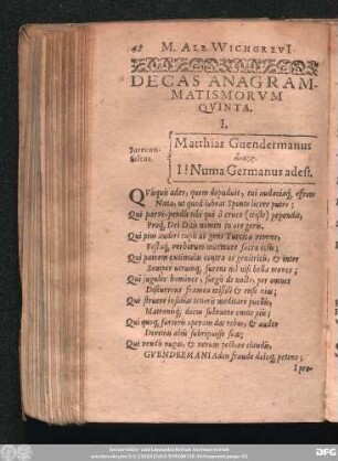 Decas Anagrammatismorum Quinta.