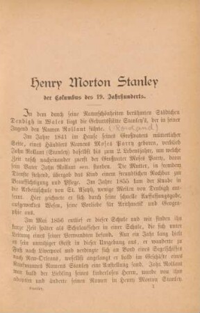Henry Morton Stanley der Columbus des 19. Jahrhunderts