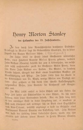 Henry Morton Stanley der Columbus des 19. Jahrhunderts
